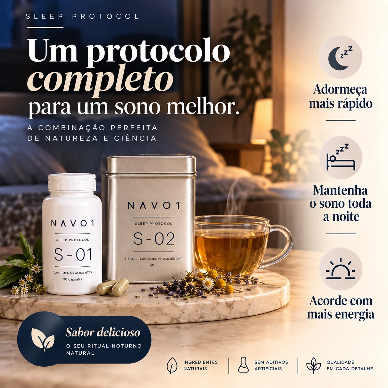 Sleep Protocol NAVO1 com S-01, S-02 e os três objetivos do protocolo